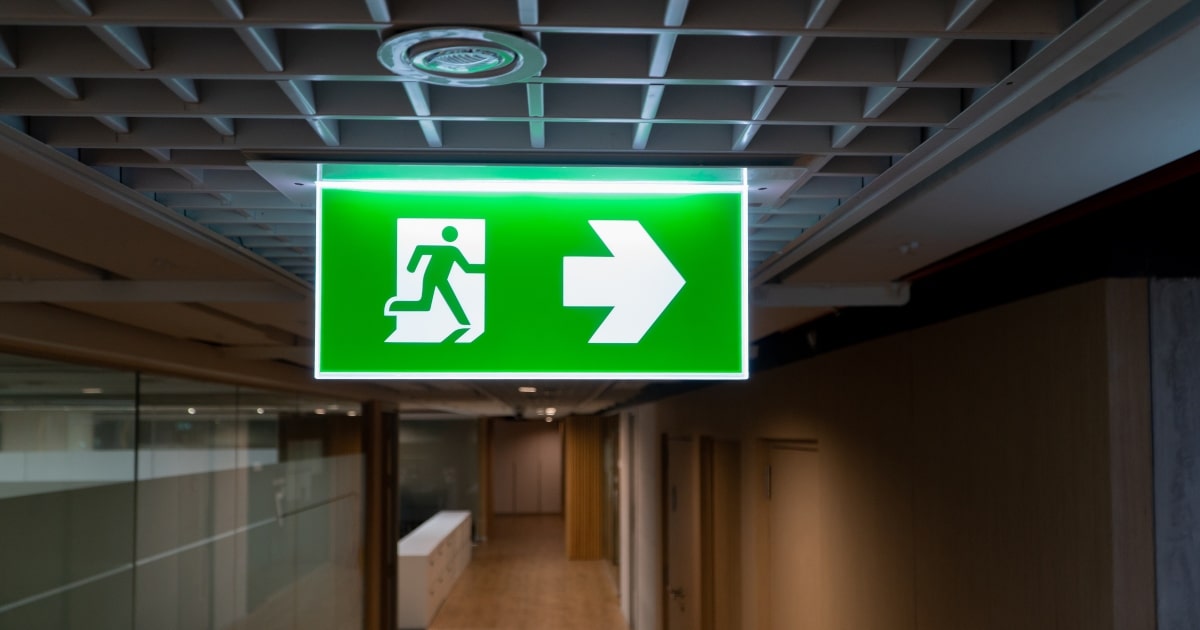 Emergency lighting and exit signs in Perth commercial property.